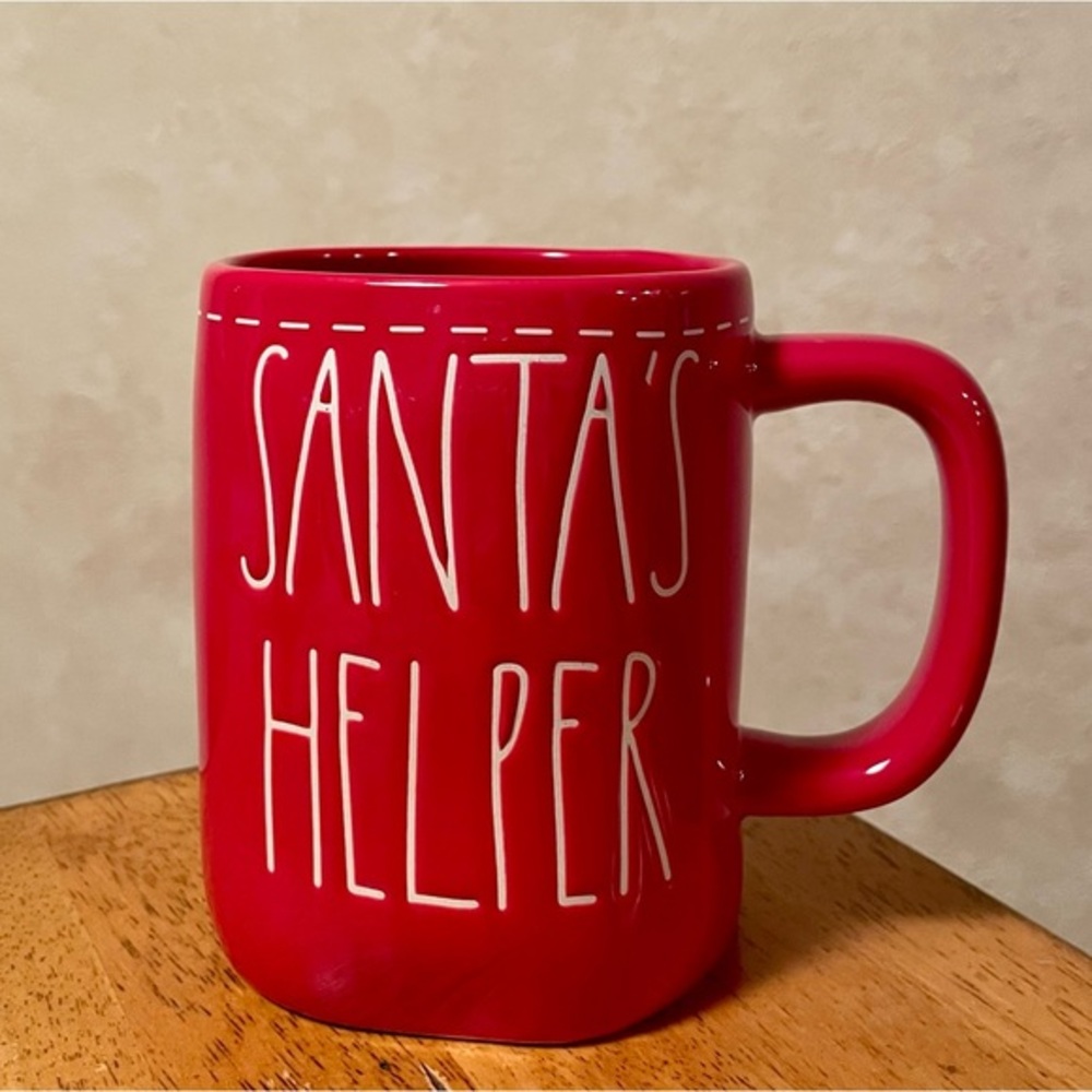 Rae Dunn SANTA'S HELPER Red Ceramic Coffee Mug BRAND NEW!!